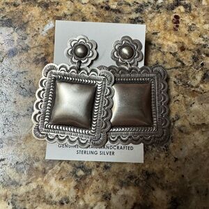 L Tahe Sterling Silver Square Earrings